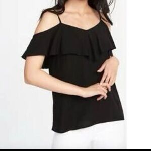 Old Navy Black Cold Shoulder Blouse